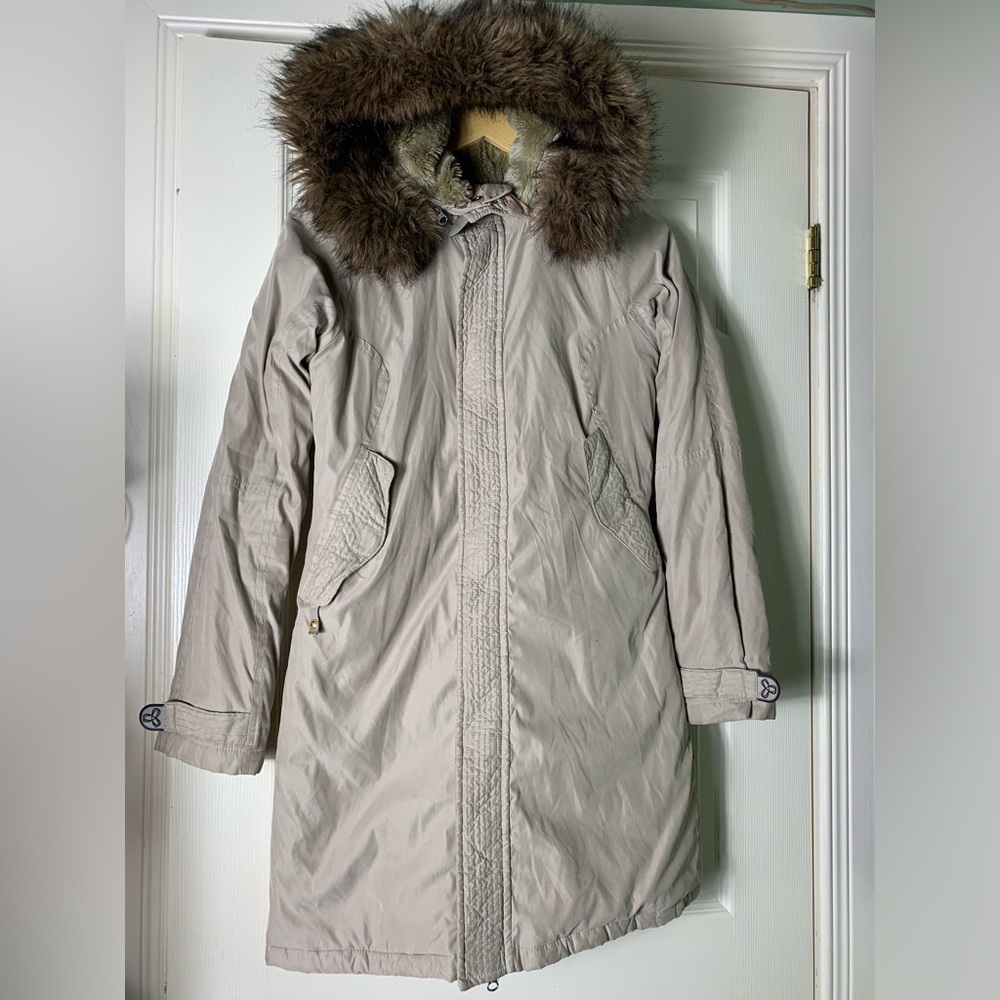 TNA | Beige Tan Camel Back Wool Cuffed Parka - XS
